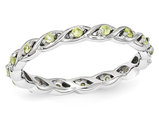 Natural Green Peridot 1/4 Carat (ctw) Eternity Twist Band Ring in Sterling Silver