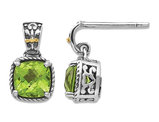 2.00 Carat (ctw) Peridot Post Earrings in Sterling Silver with 14K Gold Accents