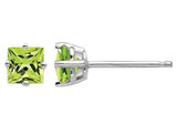 4/5 Carat (ctw) Peridot Solitaire Stud Earrings 4mm in 14K White Gold