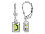 2.00 Carat (ctw) Emerald-Cut Peridot Dangle Leverback Earrings in Sterling Silver