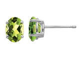 1.70 Carat (ctw) Natural Peridot Solitaire Stud Earrings in 14K White Gold