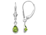 4/5 Carat (ctw) Natural Peridot Dangle Drop Earrings in 14K White Gold