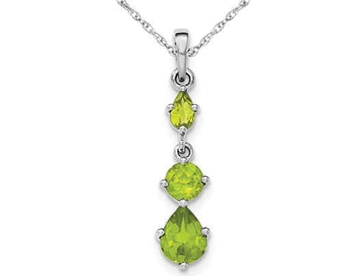 2.60 Carat (ctw) Natural Peridot Drop Dangle Pendant Necklace in Sterling Silver with Chain