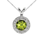 9/10 Carat (ctw) Natural Peridot Solitaire Pendant Necklace in Sterling Silver with Chain