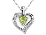 1/2 Carat (ctw) Natural Peridot Heart Pendant Necklace in Sterling Silver with Chain