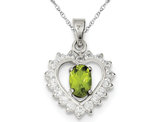 Peridot Heart Pendant Necklace in Sterling Silver with Chain