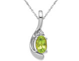 1/2 Carat (ctw) Natural Green Peridot Pendant Necklace in 14K White Gold with Chain