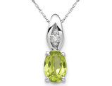 1/2 Carat (ctw) Natural Peridot Pendant Necklace in 14K White Gold with Chain
