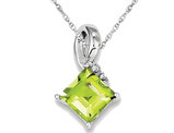 2/3 Carat (ctw) Natural Peridot Pendant Necklace in Sterling Silver with Chain