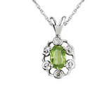 1/2 Carat (ctw) Natural Peridot Drop Pendant Necklace in Sterling Silver with Chain