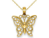 14K Yellow Gold Butterfly Pendant Necklace with Chain ( 18 Inches)