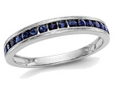 1/4 Carat (ctw) Natural Blue Sapphire Wedding Band Ring in 14K White Gold (SIZE 7)