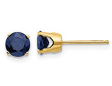 1.40 Carat (ctw) Natural Blue Sapphire Post Earrings 5mm in 14K Yellow Gold