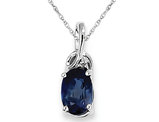2/3 Carat (ctw) Natural Blue Sapphire Drop Pendant Necklace in Sterling Silver with Chain