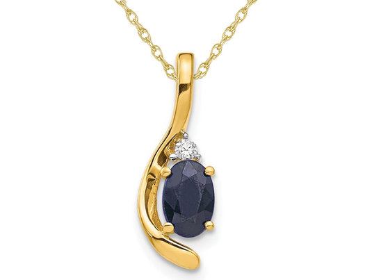 1/2 Carat (ctw) Blue Sapphire  Pendant Necklace in 14K Gold with Chain