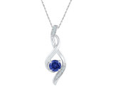 Lab Created Blue Sapphire 5/8 Carat (ctw) Infinity Pendant Necklace in 10K White Gold with Chain