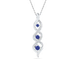 Lab Created Blue Sapphire 1/4 Carat (ctw) Infinity Pendant Necklace in 10K White Gold with Diamonds 1/12 (ctw)