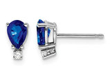 1.10 Carat (ctw) Natural Blue Sapphire Post Earrings in 14K White Gold