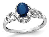 Ladies 1.00 Carat (ctw) Natural Blue Sapphire Ring in 10K White Gold