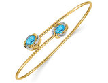 1.00 Carat (ctw) Swiss Blue Topaz Bangle Bracelet in 14K Yellow Gold