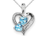 Blue Topaz Heart Pendant Necklace 1.00 Carat (ctw) in Sterling Silver with Chain