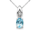 1/2 Carat (ctw) Blue Topaz Pendant Necklace in 14K white Gold with Chain