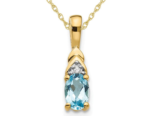 3/5 Carat (ctw) Blue Topaz Pendant Necklace in 14K Yellow Gold with Chain
