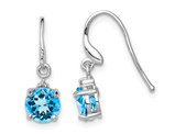 1.80 Carat (ctw) Swiss Blue Topaz Earrings Sterling Silver Rhodium Plated 