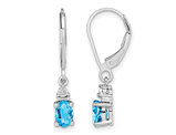 1.00 Carat (ctw) Natural Blue Topaz Leverback Dangle Earrings in Sterling Silver