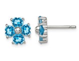 1.00 Carat (ctw) Blue Topaz Flower Stud Earrings in Sterling Silver