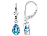 2.20 Carat (ctw) Natural Blue Topaz Leverback Dangle Earrings in 14K White Gold