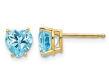 2.00 Carat (ctw) Natural Blue Topaz Heart Stud Earrings in 14K Yellow Gold