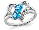 1.00 Carat (ctw) Blue Topaz Heart Promise Ring in Sterling Silver