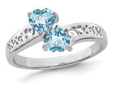 1.00 Carat (ctw) Swiss Blue Topaz Heart Ring in Sterling Silver