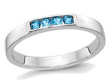 Swiss Blue Topaz Band Ring 1/8 Carat (ctw) in 14K White Gold