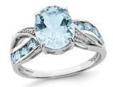 4.40 Carat (ctw) Natural Swiss Blue Topaz Ring in Sterling Silver