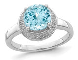 2.25 Carat (ctw) Light Swiss Blue Topaz Halo Ring in Sterling Silver