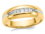 Mens 14K Yellow Gold Princess Cut Diamond Ring 1/4 Carat (ctw Color H-I, I2-I3) 