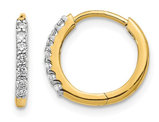 1/8 Carats (ctw I2-I3) Diamond Hoop Hinged Earrings in 14K Yellow Gold 