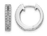 1/7 Carat (ctw I2-I3) Diamond Huggie Hoop Earrings in 14K White Gold (1/2 Inch)