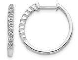 1/4 Carat (ctw) Diamond Huggie Hoop Earrings in 14K White Gold (2/3 inch)