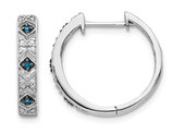 1/10 Carat (ctw) Enhanced Blue & White Diamond Huggie Hoop Earrings in 14K White Gold