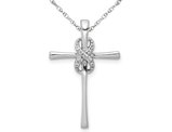 14K White Gold Diamond Accent Infinity Cross Pendant Necklace with Chain