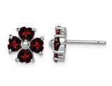 Sterling Silver Flower Garnet Earrings (2.00 Carat ctw)