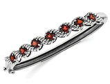 Sterling Silver Rhodium Plated Garnet Hinged Bangle Bracelet 4.0 carat (ctw)