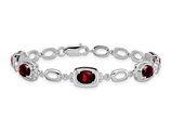 Sterling Silver Natural Garnet Link Bracelet 4.75 Carats (ctw)