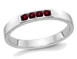 1/9 Carat (ctw) Natural Red Garnet Ring in 14K White Gold