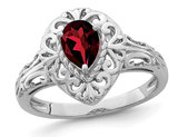 3/4 Carat (ctw) Teardrop Garnet Ring in Sterling Silver