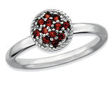 1/5 Carat (ctw) Natural Garnet Cluster Ring in Sterling Silver