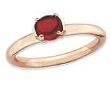 Natural Red Garnet Ring 2/5 Carat (ctw) in Rose Pink Plated Sterling Silver